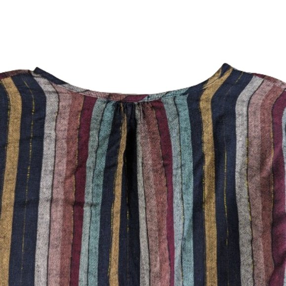 Rails Beaux Varadero Stripe Linen Blend Long Sleeve Blouse Medium - Picture 7 of 16